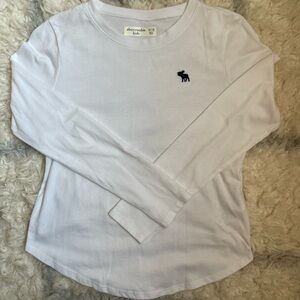 Abercrombie Kids White Long Sleeve Tee with Navy Logo